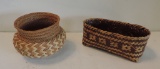2 Rivercane Native American Hand Woven Baskets