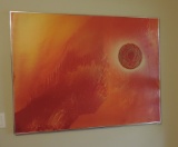 Signed Modern Oil On Canvas Of Sun & Fire Sky
