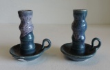 Pair Of John Garrou Old Fort Pottery Candlesticks