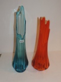 Two Mid-Century Modern Stretch Glass Vases