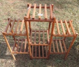 Vintage Wooden Multi-Shelf Flower Stand