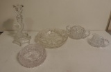 Five Pieces of Cut & Pressed Glass Lot
