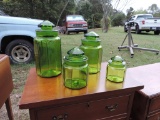 Vintage Green Glass Canister Set