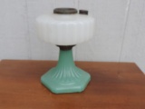 Green Jadeite Base Glass Oil Lamp
