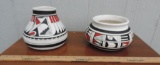 Pair Of Hand-Painted Native American Vases