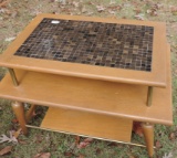 Mid-Century Modern 2 Tier Tile Top End Table