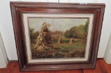 Mid-Century Oil on Canvas Impressionistic Oil in Frame