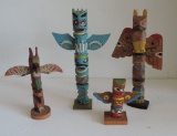 4 Pc Native American Tourist Totems