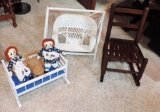 Wood Child's Rocking Chair and Doll Furniture