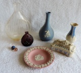 Six-Piece Porcelain and Glass Bottle Lot