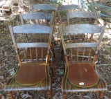 Set of Plank-Bottom Decorated Windsor Chairs