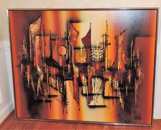 Huge Mid Century Modern 1970's Signed Varlo Drip Painting