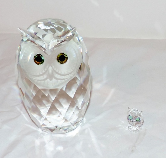 Swarovski Crystal Owl with Baby Owl