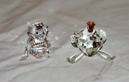 Swarovski Crystal Frog and Monkey
