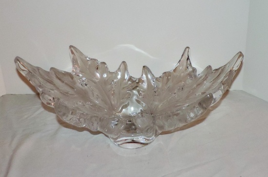 Large Lalique, France Crystal and Frosted Glass Leaf Center Bowl
