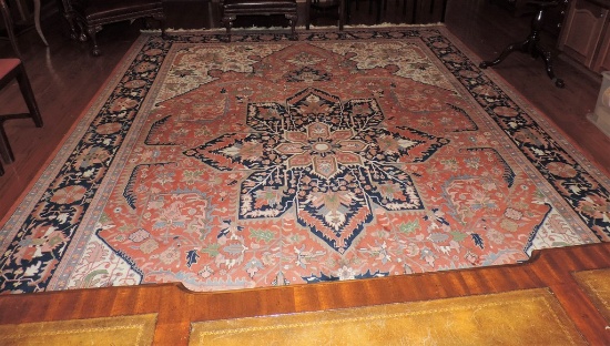 Vintage Heriz Persian Hand Woven Carpet