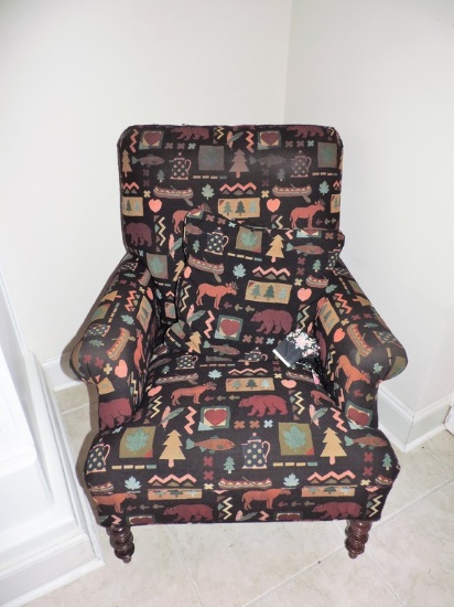 African Motif Club Arm Chair