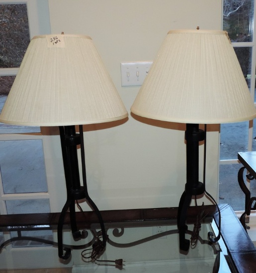 Pair Of Twisted Metal Tall Lamps