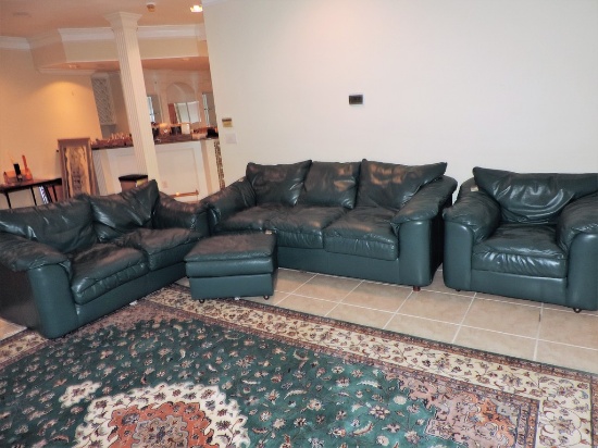 (3) Piece Classic Leather Living Room Suite