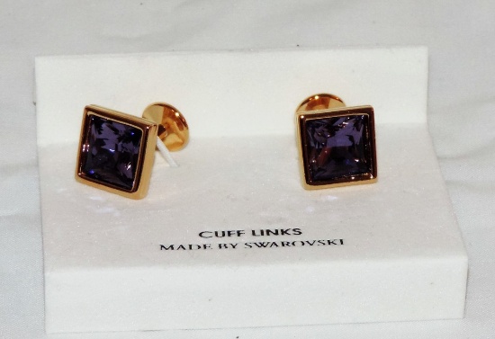 Swarovski Gold Finish Cuff Links