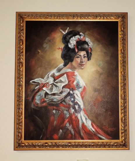 Je Kennedy Oil On Board Of Oriental Woman