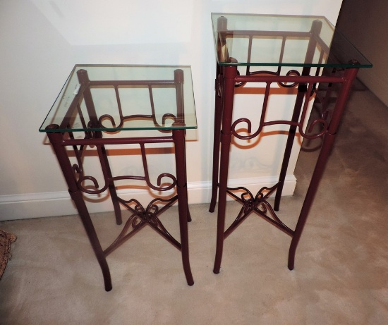Pair Of Iron & Glass Tables