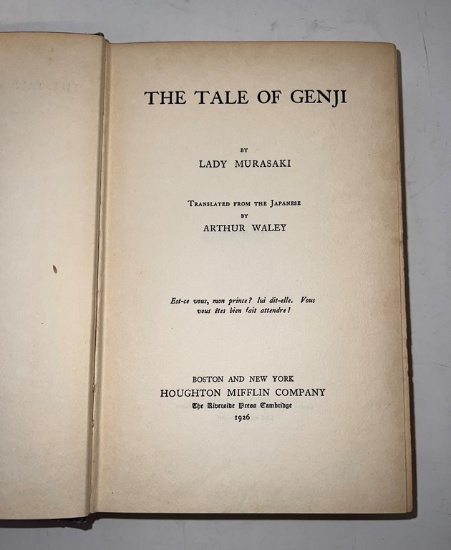 "The Tale Of Genji" By Lady Murasaki 1926