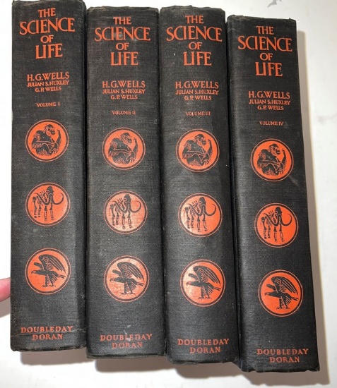 4 Volume Set "The Science Of Life" By H. G. Wells, 1931 First Edition