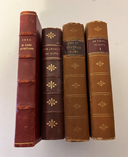 Lot Of 4 Decorative Leather Books