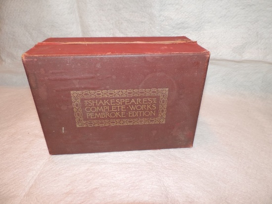Shakespeare's Complete Works Pembroke Edition In Original Burgundy Cloth Slipcase