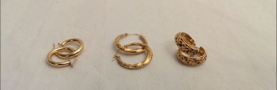 (3) Pair of 14kt. Gold Hoop Earrings
