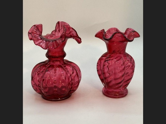Pair of Cranberry Vases
