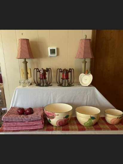 Red Apple and Gingham Decor Lot