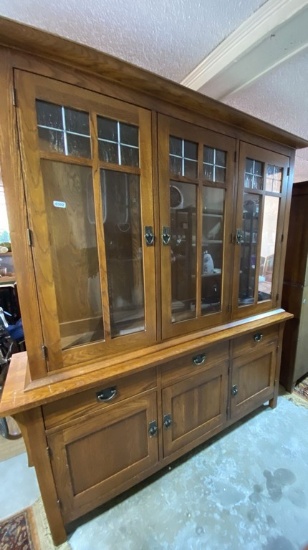 Mission Style Oak China Cabinet