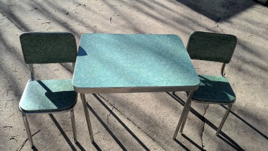 Child's Formica Table and Two Chairs
