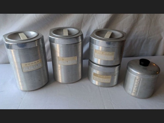 Vintage Canister Set & Grease Pot