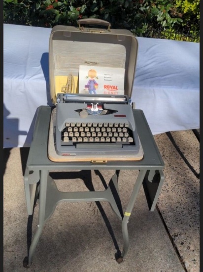 Vintage Royal Typewriter and Rolling Table