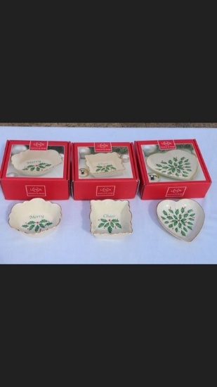 New-in-Box Lenox Holiday Candy Dishes