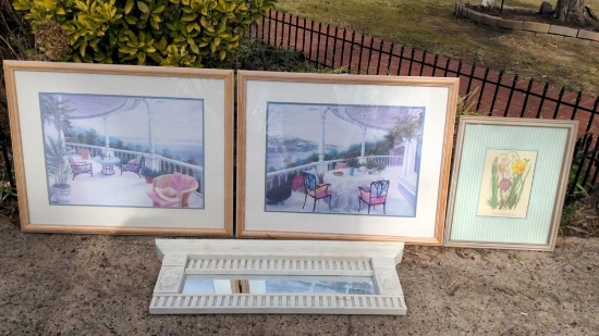 Mirror Ledge 2 Large Veranda Prints and a framed floral