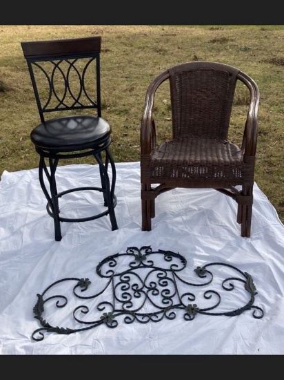 Chair, Bar Stool & Metal Art