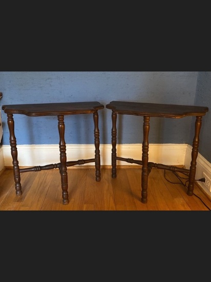 Pair of Three-Legged Half Moon Tables