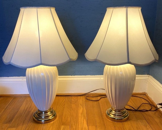 Matching White Harris Lamps