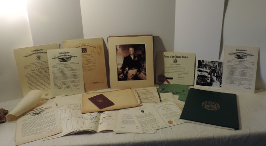 Military Records Jacket And Promotion Certificates For George P. Frazer