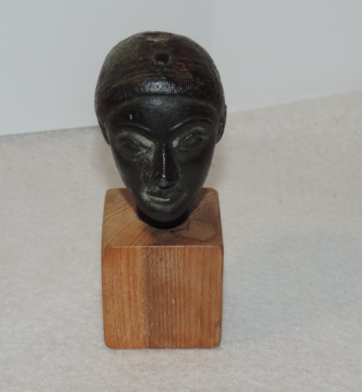 Small Greek Bust On Wood Base Of A Man