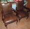 Lot of Two Mahogany Faux Leather Arm Chairs