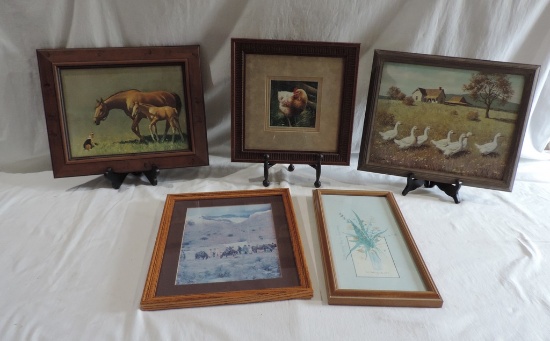 Lot of Five Framed Wall Art Pieces