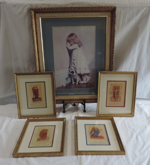 Lot of Five Framed Wall Art Pieces