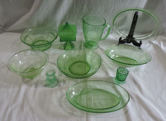Green Depression Glass Lot