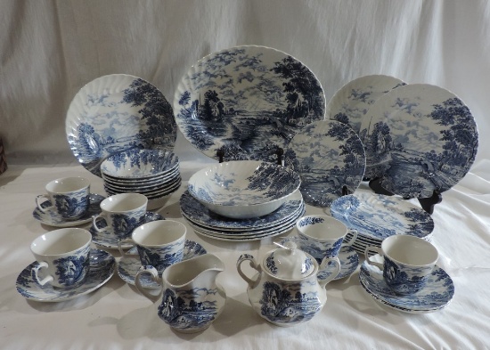 Set of English Blue and White Ironstone China
