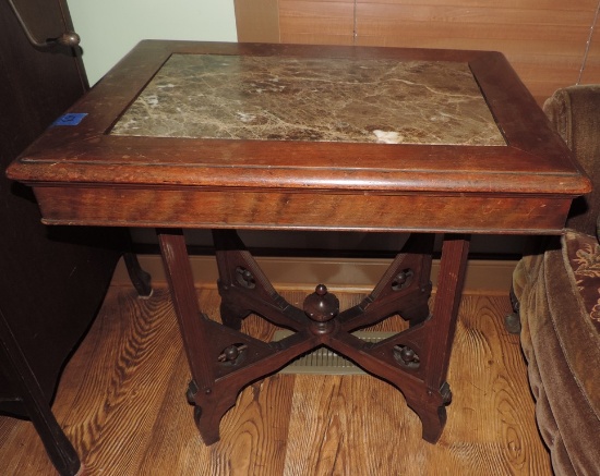 Antique Walnut Marble-Top Parlor Stand